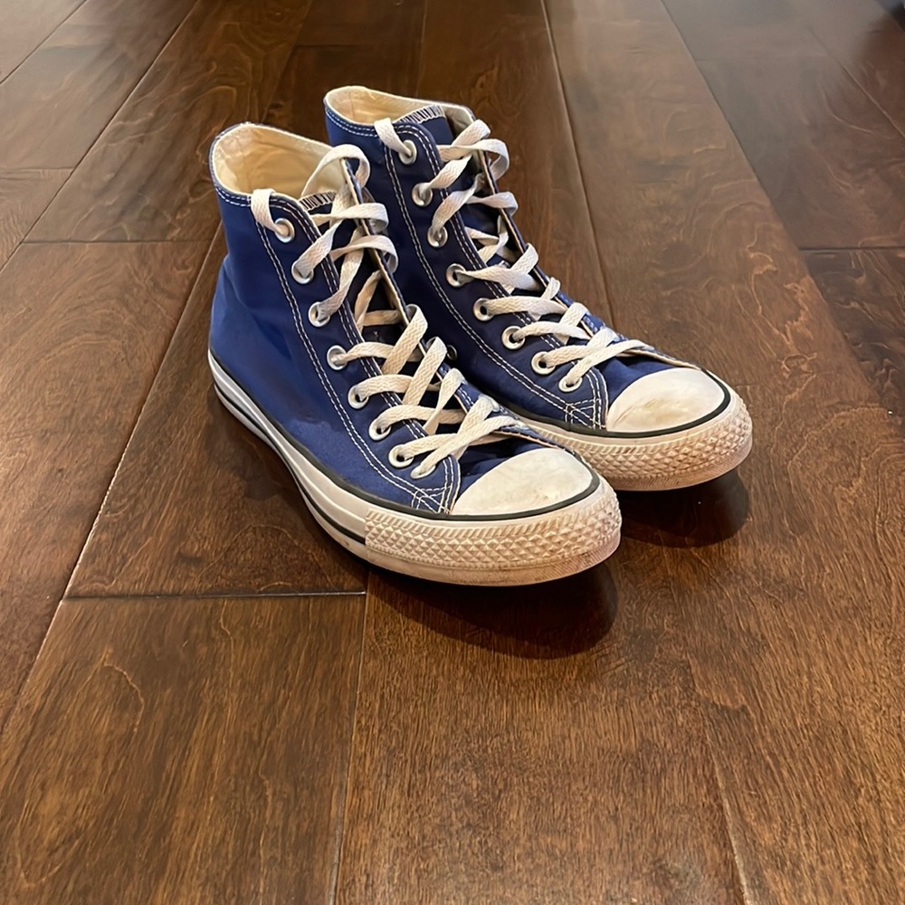 navy high top converse